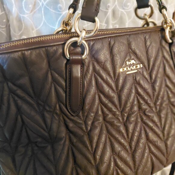 Coach Ally Satchel with Quilting in Oxblood red - Picture 2 of 6